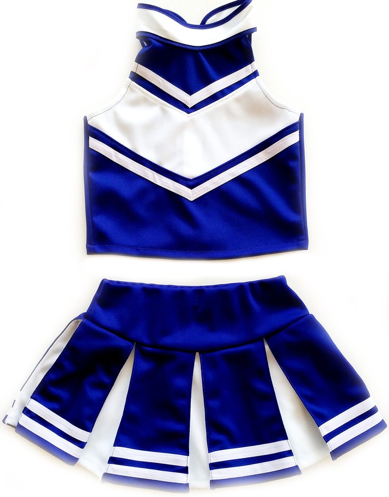 Total 2550 Little Girls' Cheerleader Cheerleading Outfit Uniform Costume Cosplay Blue/White (XL / 10-12) - Image 1